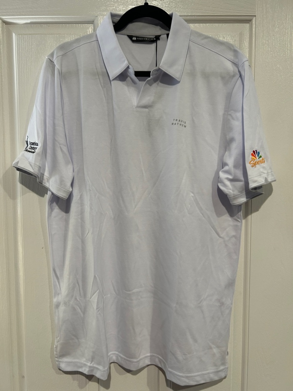 Travis Mathew Late At Night White Polo with Sleeve Embroidery